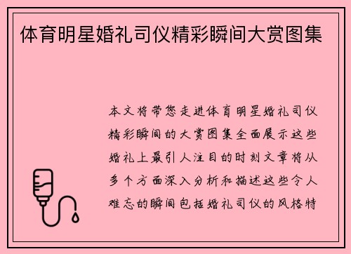 体育明星婚礼司仪精彩瞬间大赏图集